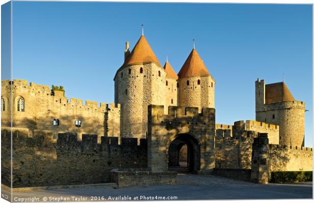 Narbonne Gate Carcassonne Canvas Print by Stephen Taylor