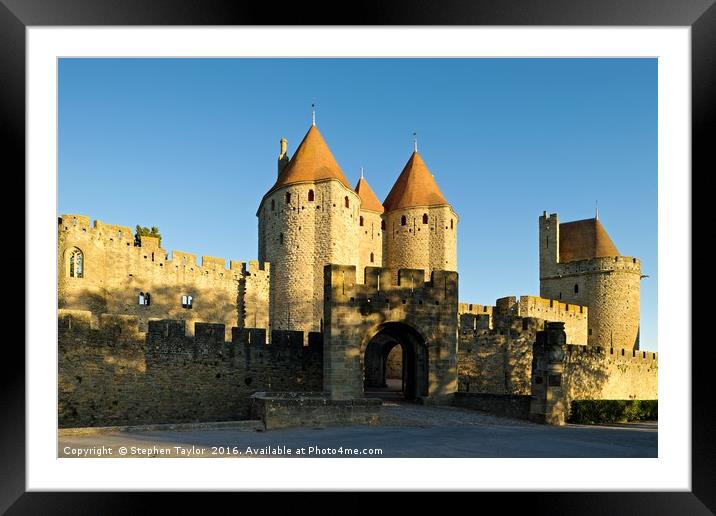 Narbonne Gate Carcassonne Framed Mounted Print by Stephen Taylor