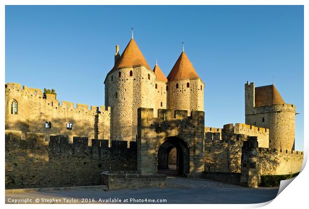Narbonne Gate Carcassonne Print by Stephen Taylor