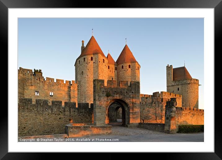 Red Carcassonne Framed Mounted Print by Stephen Taylor