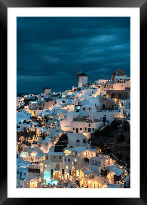 Blue Oia Framed Mounted Print by Paul Andrews