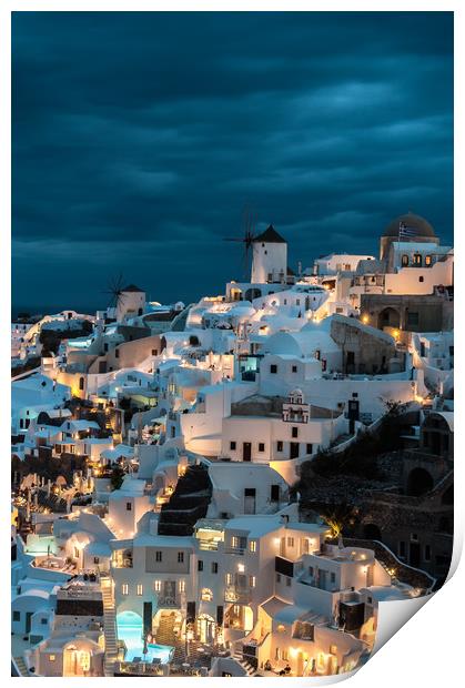 Blue Oia Print by Paul Andrews