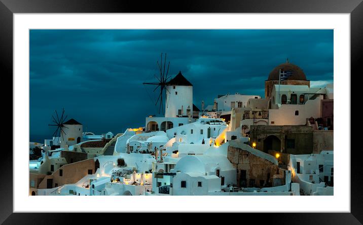 Oia Windmills Framed Mounted Print by Paul Andrews