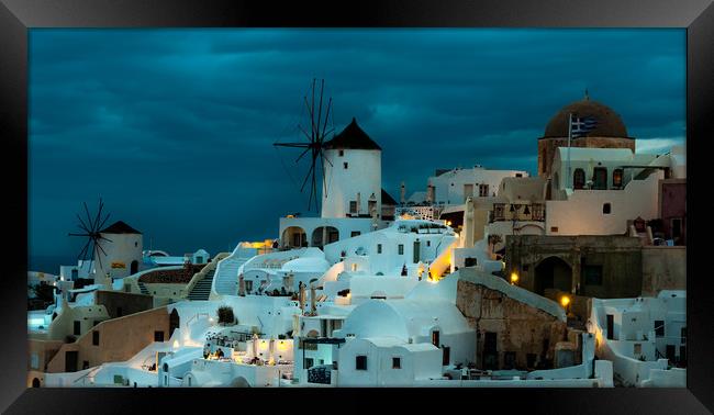 Oia Windmills Framed Print by Paul Andrews