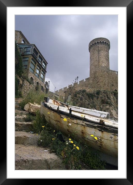 Steps to the old castle at Tossa de Mar Framed Mounted Print by Stephen Mole