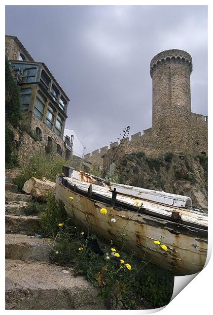 Steps to the old castle at Tossa de Mar Print by Stephen Mole