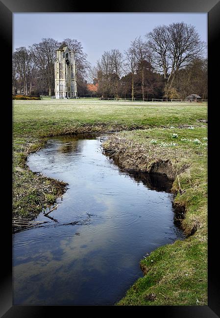 Walsingham Abbey and stream Framed Print by Stephen Mole
