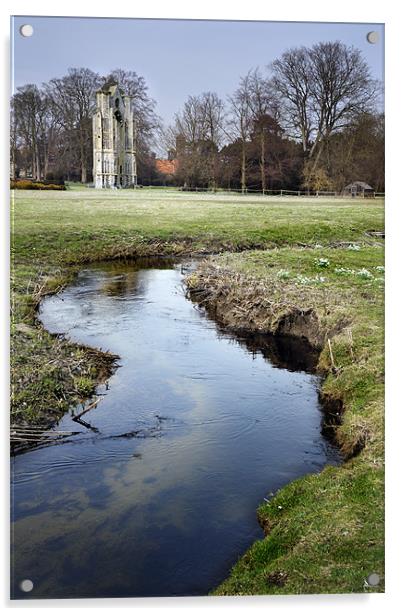 Walsingham Abbey and stream Acrylic by Stephen Mole