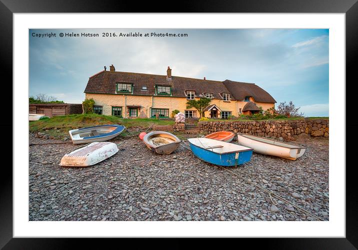 Cottages at Porlock Weir on the Somerset Coast Framed Mounted Print by Helen Hotson