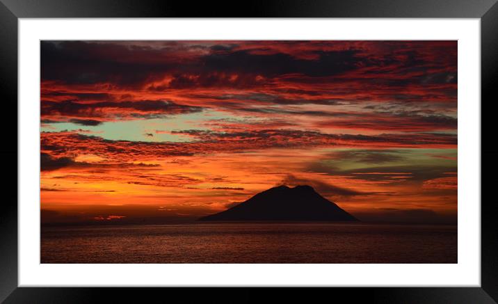 Stromboli sunrise Framed Mounted Print by barbara walsh