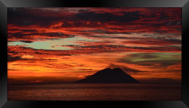 Stromboli sunrise Framed Print by barbara walsh