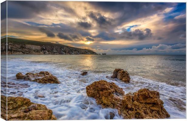 Alum Bay Sunset 2 Canvas Print by Wight Landscapes