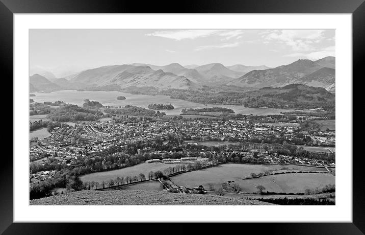        KESWICK FROM LATRIGG BLACK AND WHITE        Framed Mounted Print by Anthony Kellaway