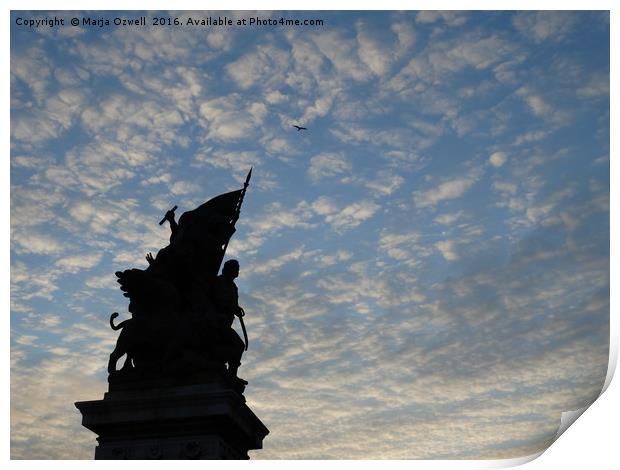 Statue in the night Print by Marja Ozwell