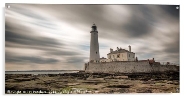 Long Exposure St Marys Lighthouse Acrylic by Ray Pritchard