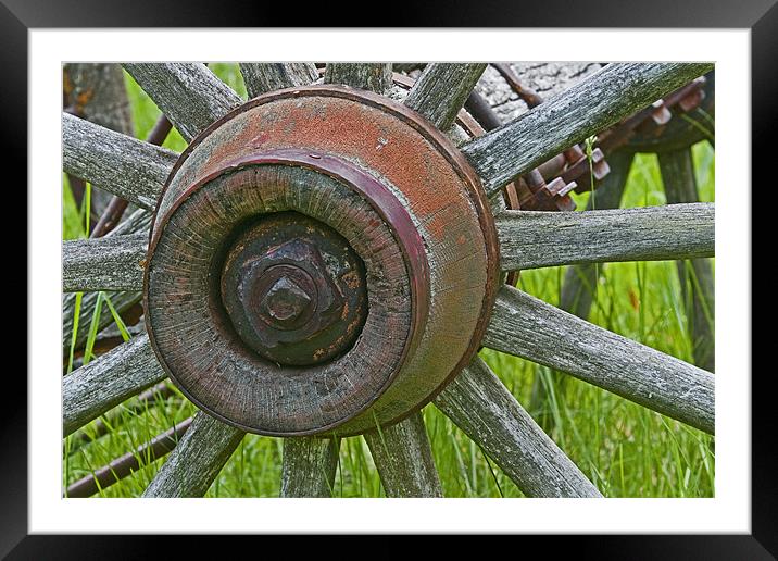 Wooden Spokes Framed Mounted Print by Gary Beeler