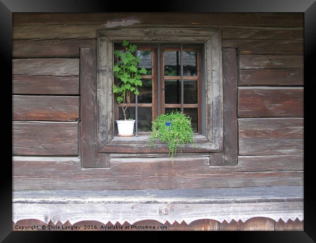 Rural Romanian Farmhouse Window  Framed Print by Chris Langley