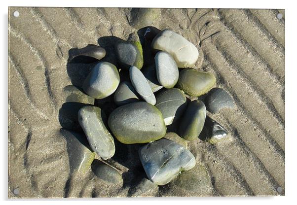 Beach Pebble Circle Acrylic by ANGELA MCCLINTON