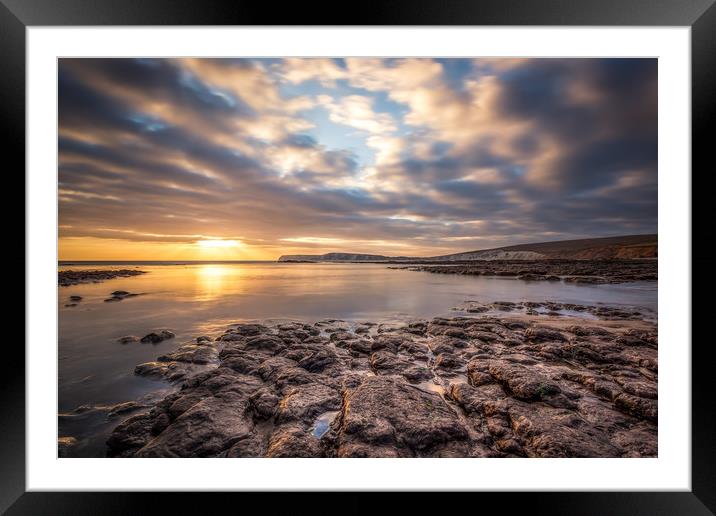 Sunset On Compton Ledges Framed Mounted Print by Wight Landscapes