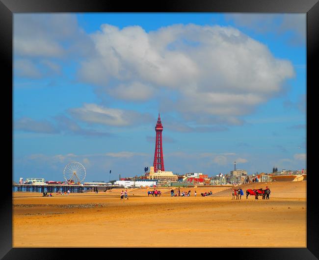 Blackpool Beach Framed Print by Victor Burnside