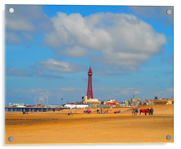 Blackpool Beach Acrylic by Victor Burnside