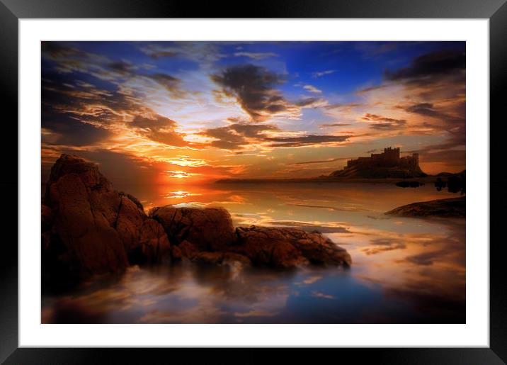 Bamburgh Sunset Framed Mounted Print by J Biggadike