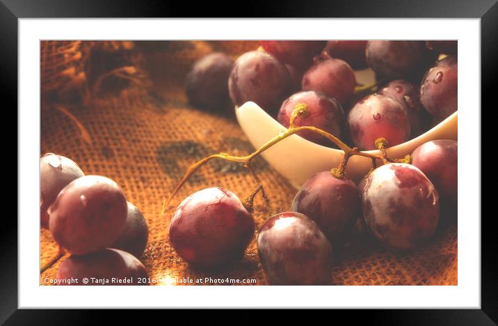 Grapes on Jute  Framed Mounted Print by Tanja Riedel