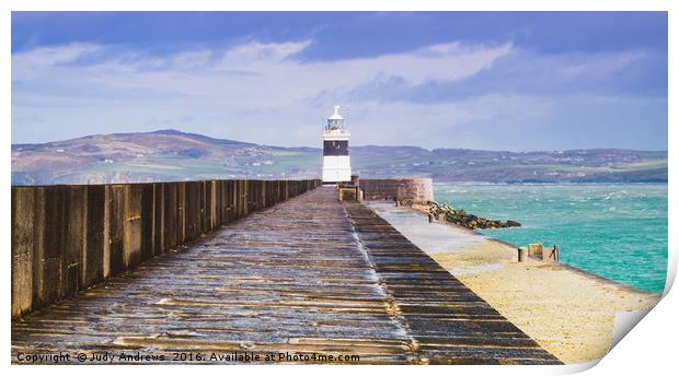 Holyhead Breakwater Lighthouse Print by Judy Andrews