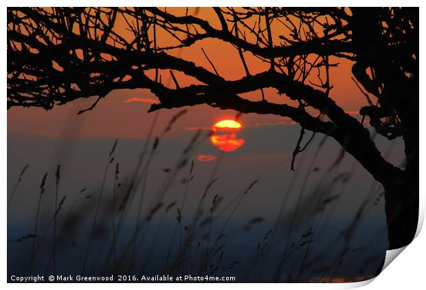 Tranquil Sunset Silhouette Print by Mark Greenwood