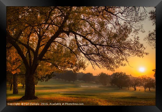 Golf Course Sun Rise Framed Print by Karl Daniels