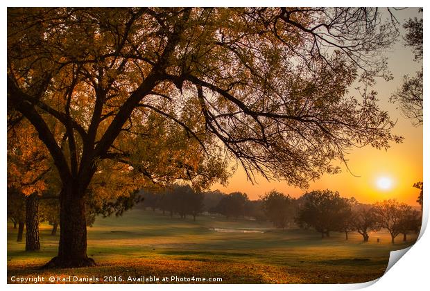 Golf Course Sun Rise Print by Karl Daniels