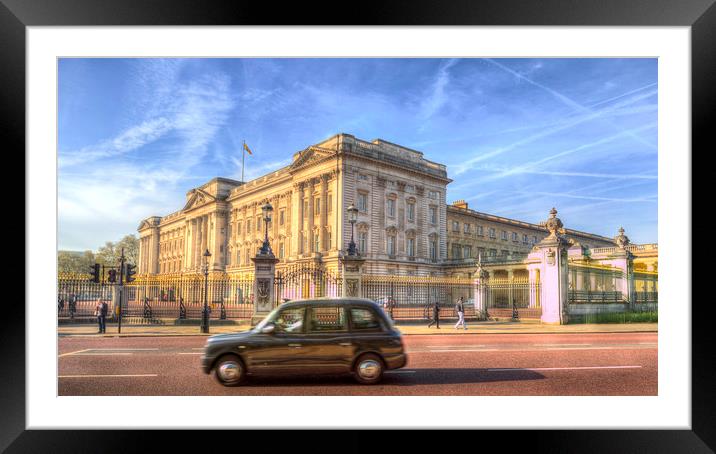 London Taxi And Buckingham Palace  Framed Mounted Print by David Pyatt