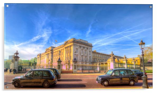Buckingham Palace And London Taxis Acrylic by David Pyatt
