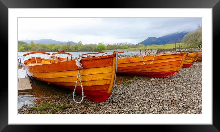             DERWENT WATER ROWING BOATS             Framed Mounted Print by Anthony Kellaway