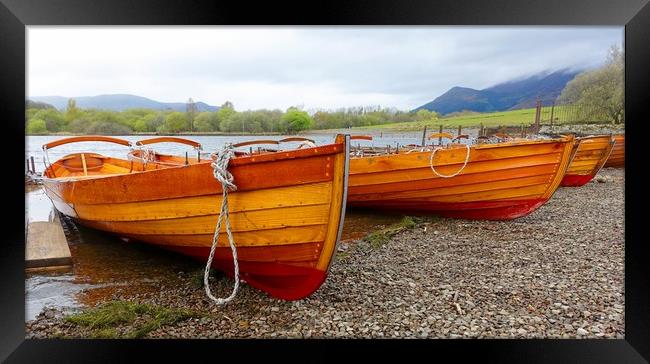             DERWENT WATER ROWING BOATS             Framed Print by Anthony Kellaway