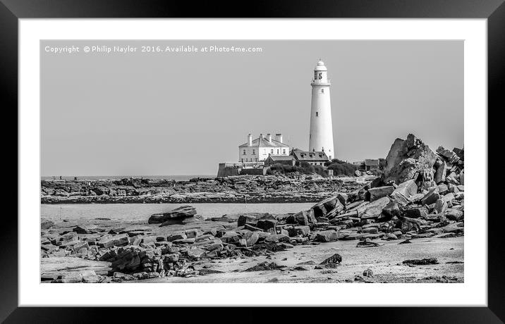 The Lighthouse in Mono............... Framed Mounted Print by Naylor's Photography