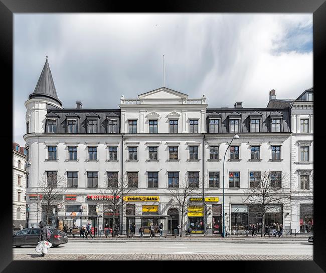 Helsingborg Main Street Building Facade Framed Print by Antony McAulay