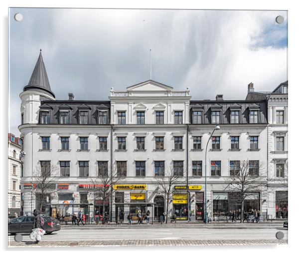 Helsingborg Main Street Building Facade Acrylic by Antony McAulay