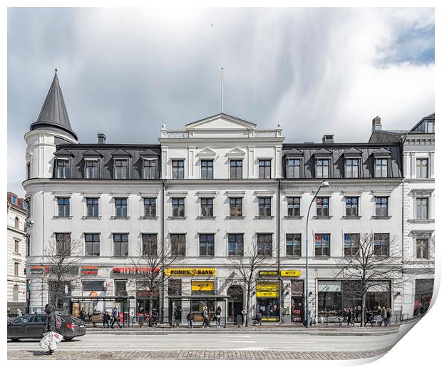 Helsingborg Main Street Building Facade Print by Antony McAulay