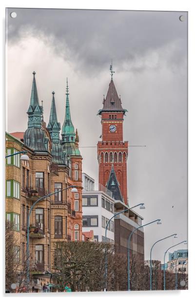 Helsingborg Town Hall Clock Tower Acrylic by Antony McAulay