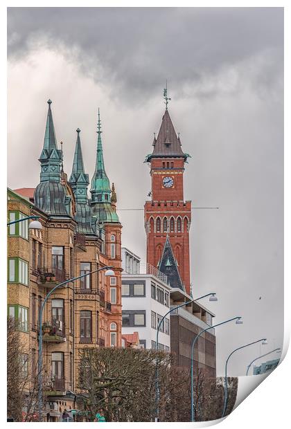 Helsingborg Town Hall Clock Tower Print by Antony McAulay