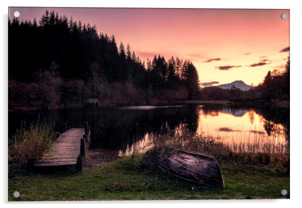 Loch Ard Sunset Acrylic by Sam Smith
