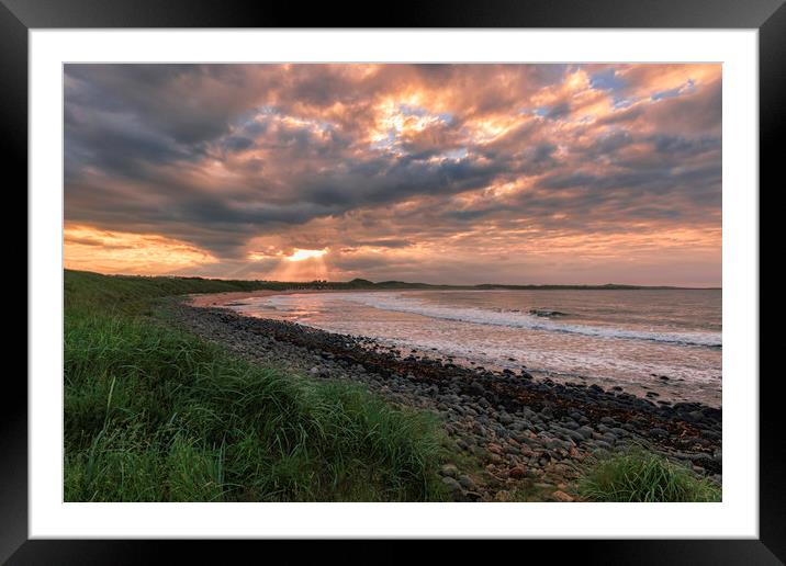 Sunset northumberland,      Framed Mounted Print by chris smith