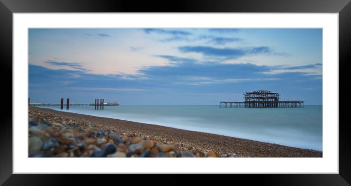 The two piers of Brighton Framed Mounted Print by Andrew Scott