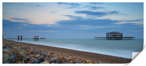 The two piers of Brighton Print by Andrew Scott