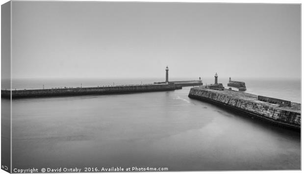 Whitby Harbour monochrome Canvas Print by David Oxtaby  ARPS