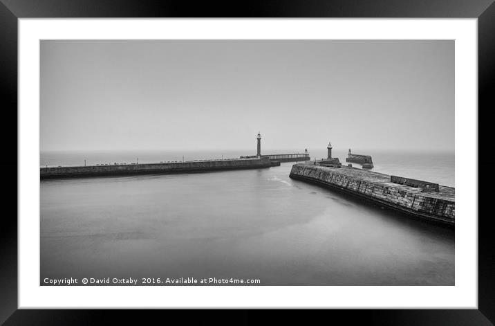 Whitby Harbour monochrome Framed Mounted Print by David Oxtaby  ARPS