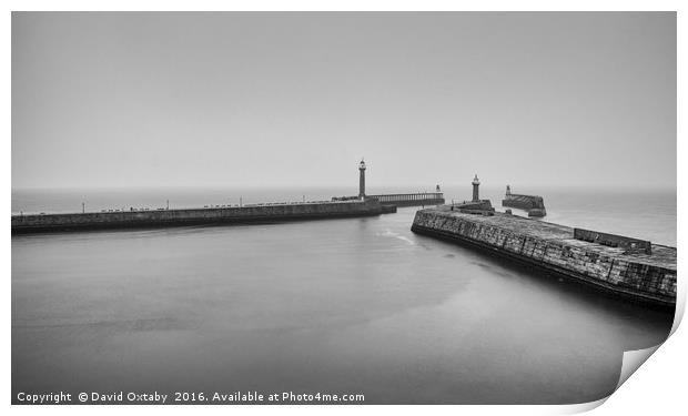 Whitby Harbour monochrome Print by David Oxtaby  ARPS