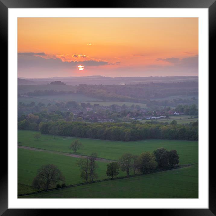 South Downs Haze Framed Mounted Print by Malcolm McHugh