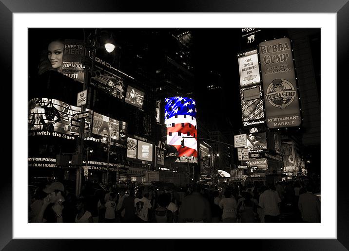 Time Square Framed Mounted Print by Philip Thacker